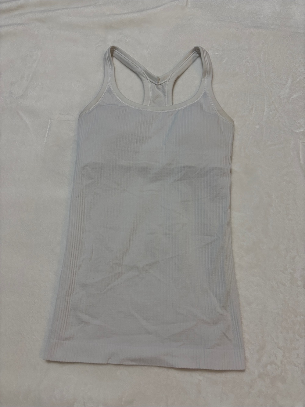 lululemon athletica White Ribbed Racerback Tank